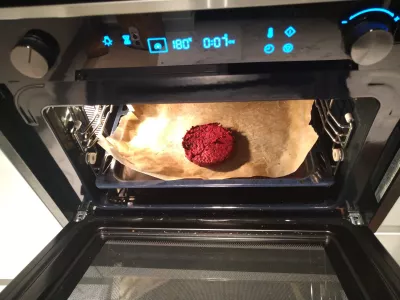 A Quick Vegan Way How To Cook Heinz Beanz : Vegan beetroot steak warming up in oven