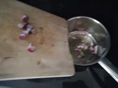 What To Do With Lavash Bread? A Quick Vegan Leftover Recipe : Brown diced onion in a pan with olive oil